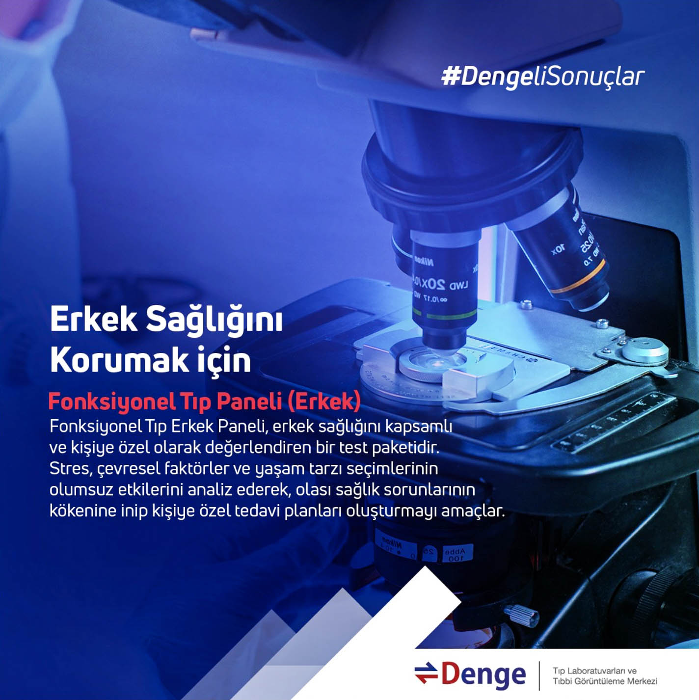 Ankara profesyonel reklam fotoğrafçısı tarafından sağlık ve laboratuvar sektörü için hazırlanan, kurumsal mavi tonlarda tıbbi görsel iletişim tasarımı.